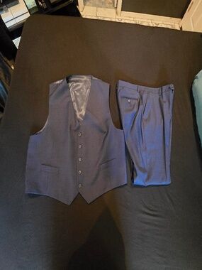 Navy Blue Vest and Slacks Collection by Michael Strahan XXL & 38x32